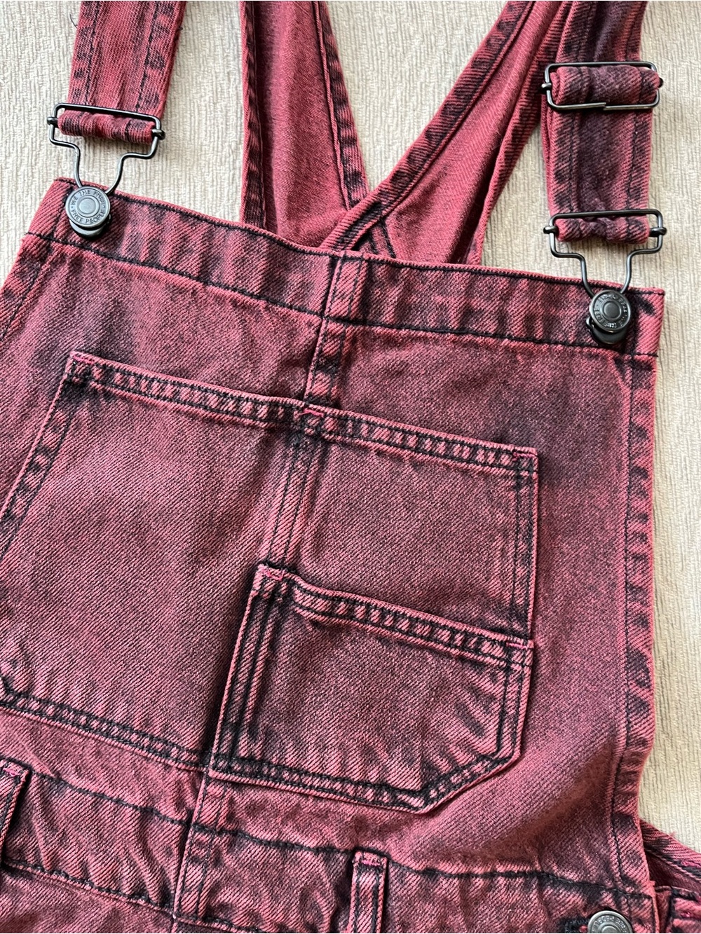 We The Free Maroon Short Denim Overalls - Picture 4 of 9